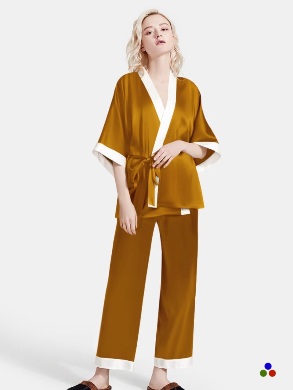 silk pajamas_amber/ivory