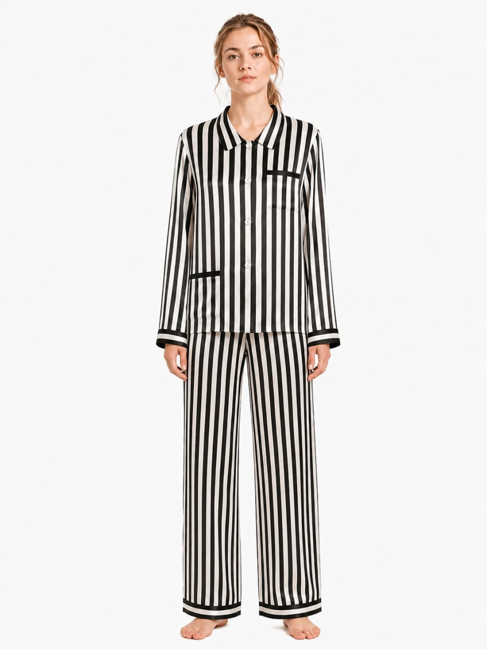 seidenpyjama_black stripe