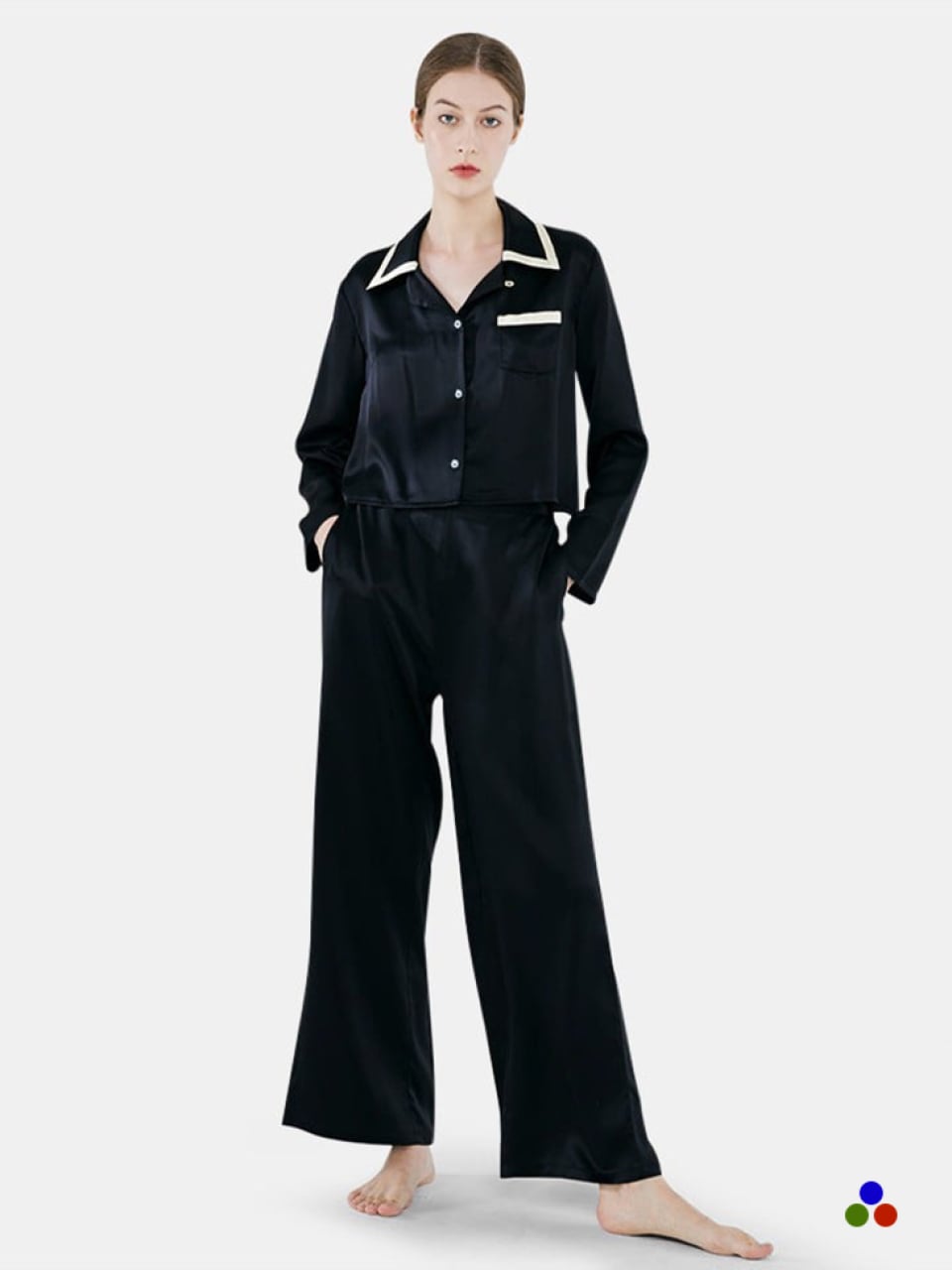 modern silk pj set_black