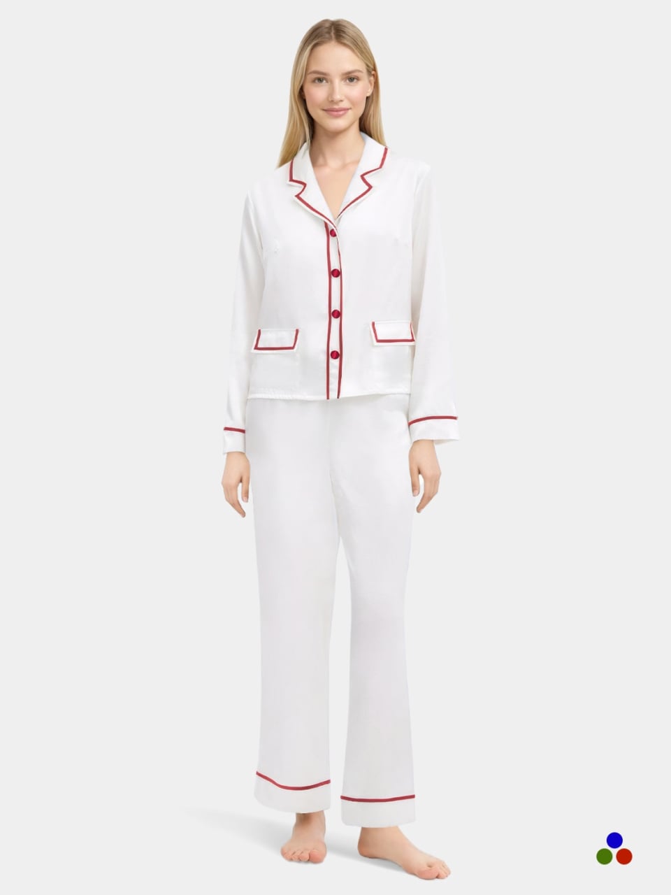 elegant silk pajamas_white/cherry