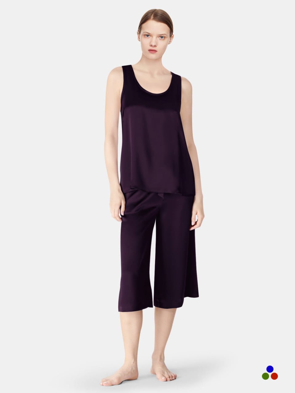 silk tank top culottes sets_dark purple