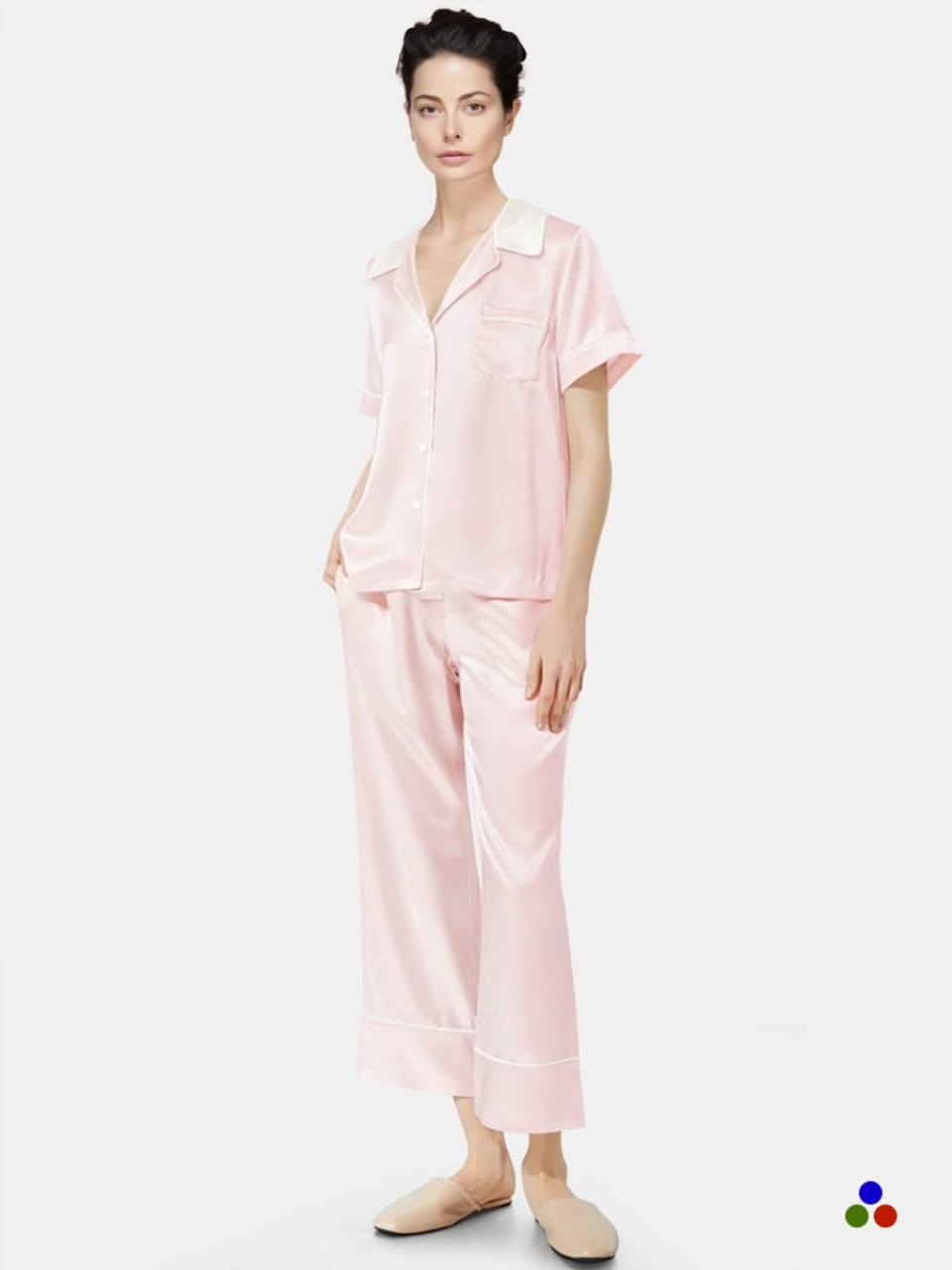 silk pajama sets_light pink/ivory