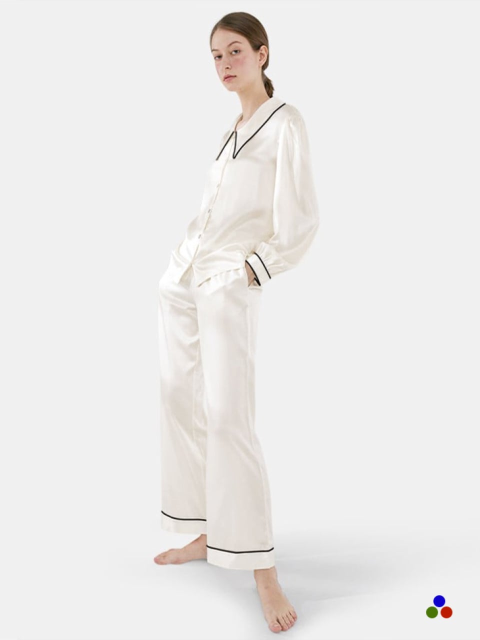 silk pajama sets_ivory/black