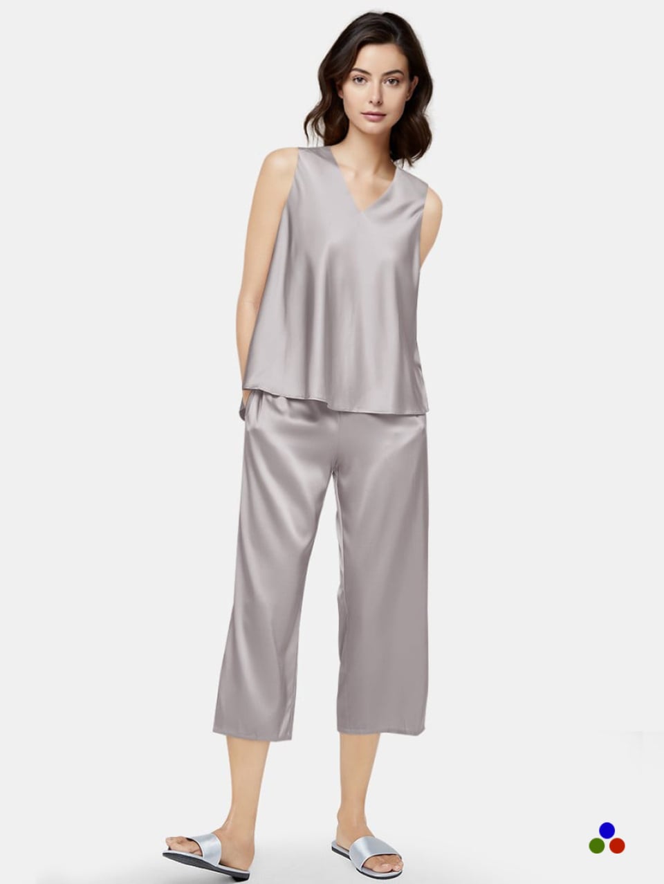 silk tank pajama sets_silver