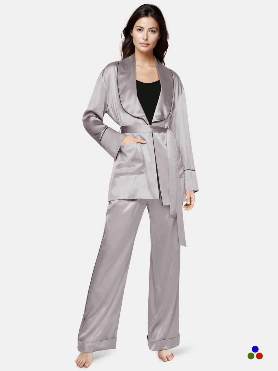silk loungewear_silver/black