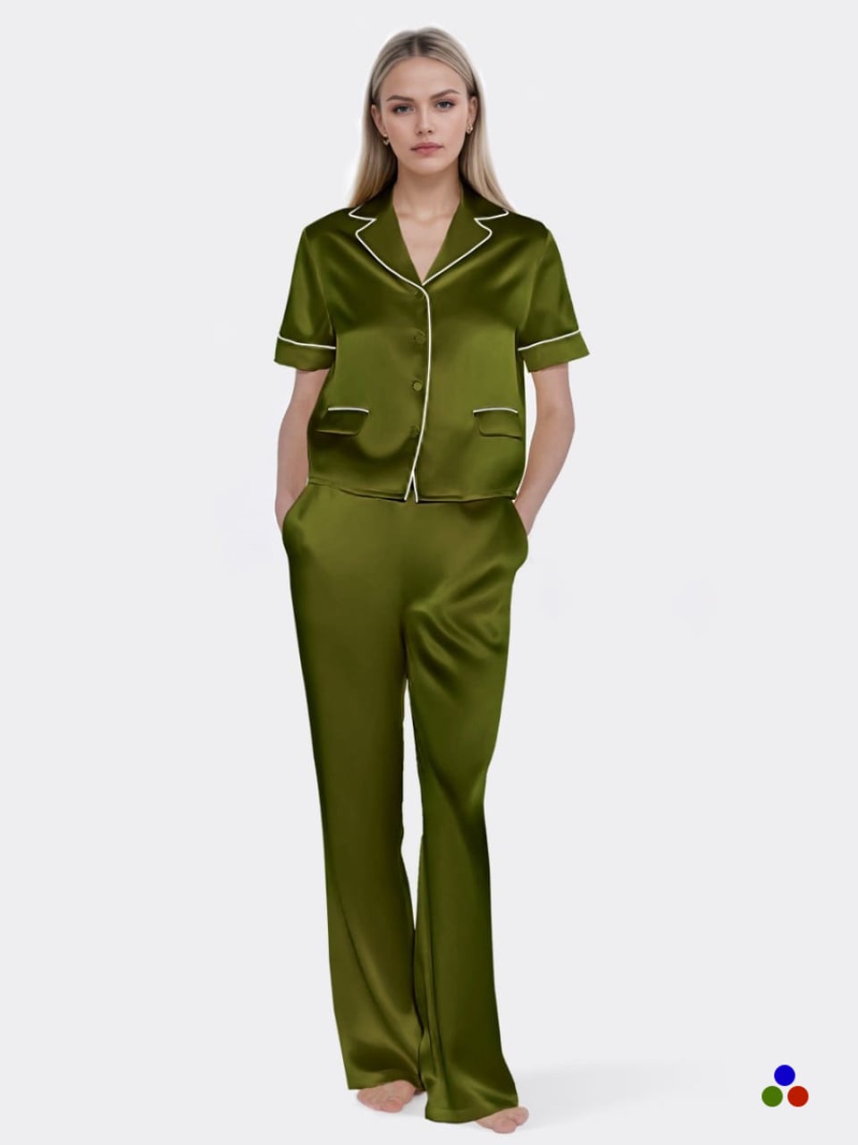 silk pajama set_dark olive green