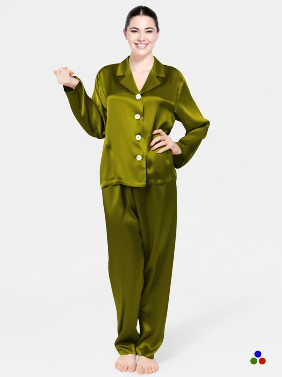silk pajamas_dark olive green