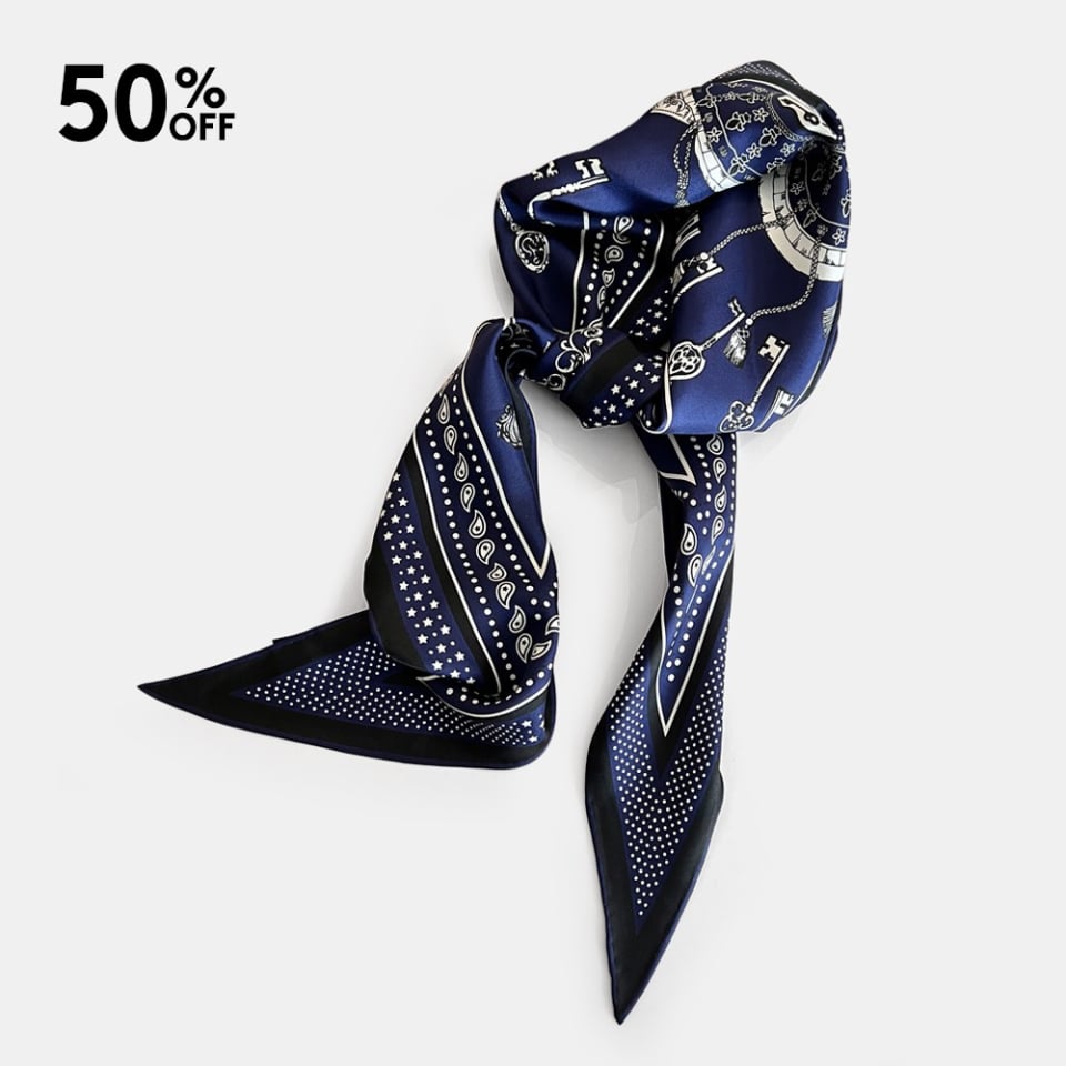 silk losange scarves_key print