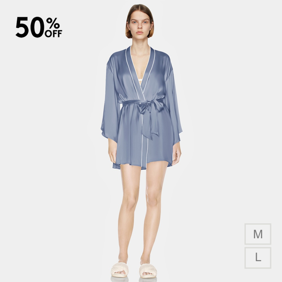 silk belted robe_dusty blue/ivory