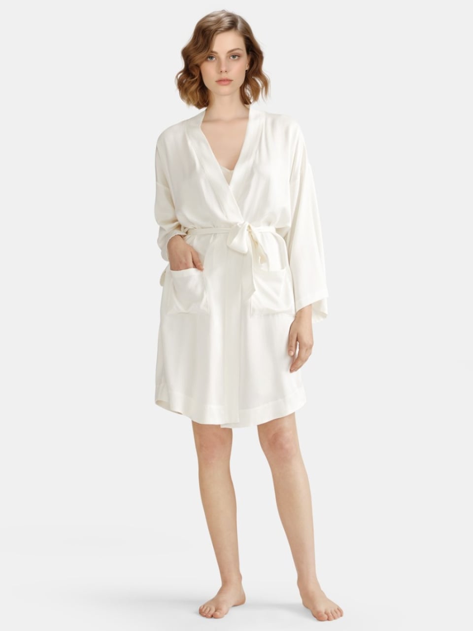 silk short robes_ivory