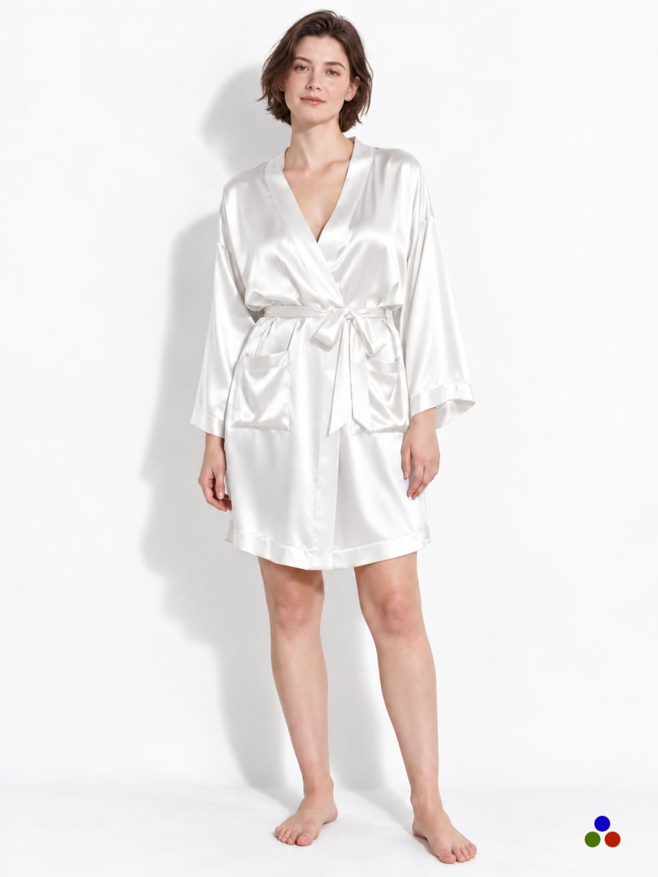 silk short robes-ivory
