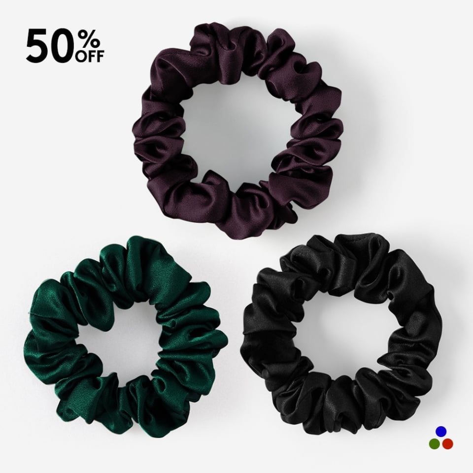 pure silk scrunchies_light lavender,morandi green,ice gray