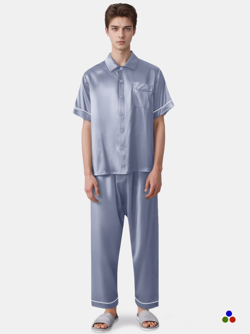 silk pajamas_dark pastel blue/ivory