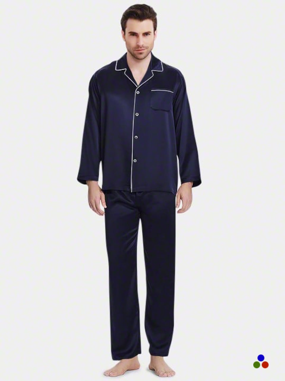 silk pajamas_navy/white