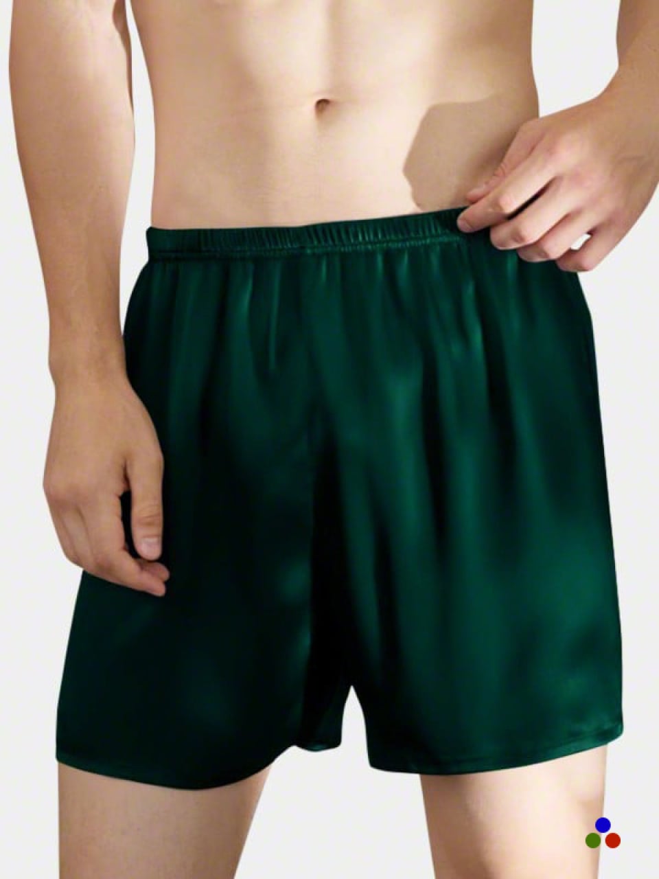 silk pajama shorts_dark green