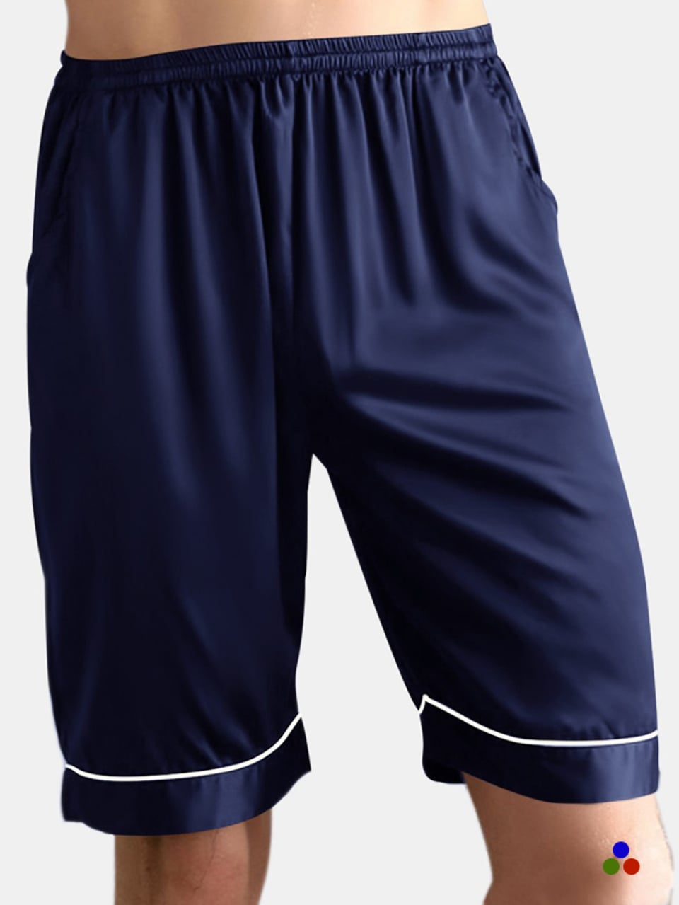 silk lounge shorts for men_navy/ivory