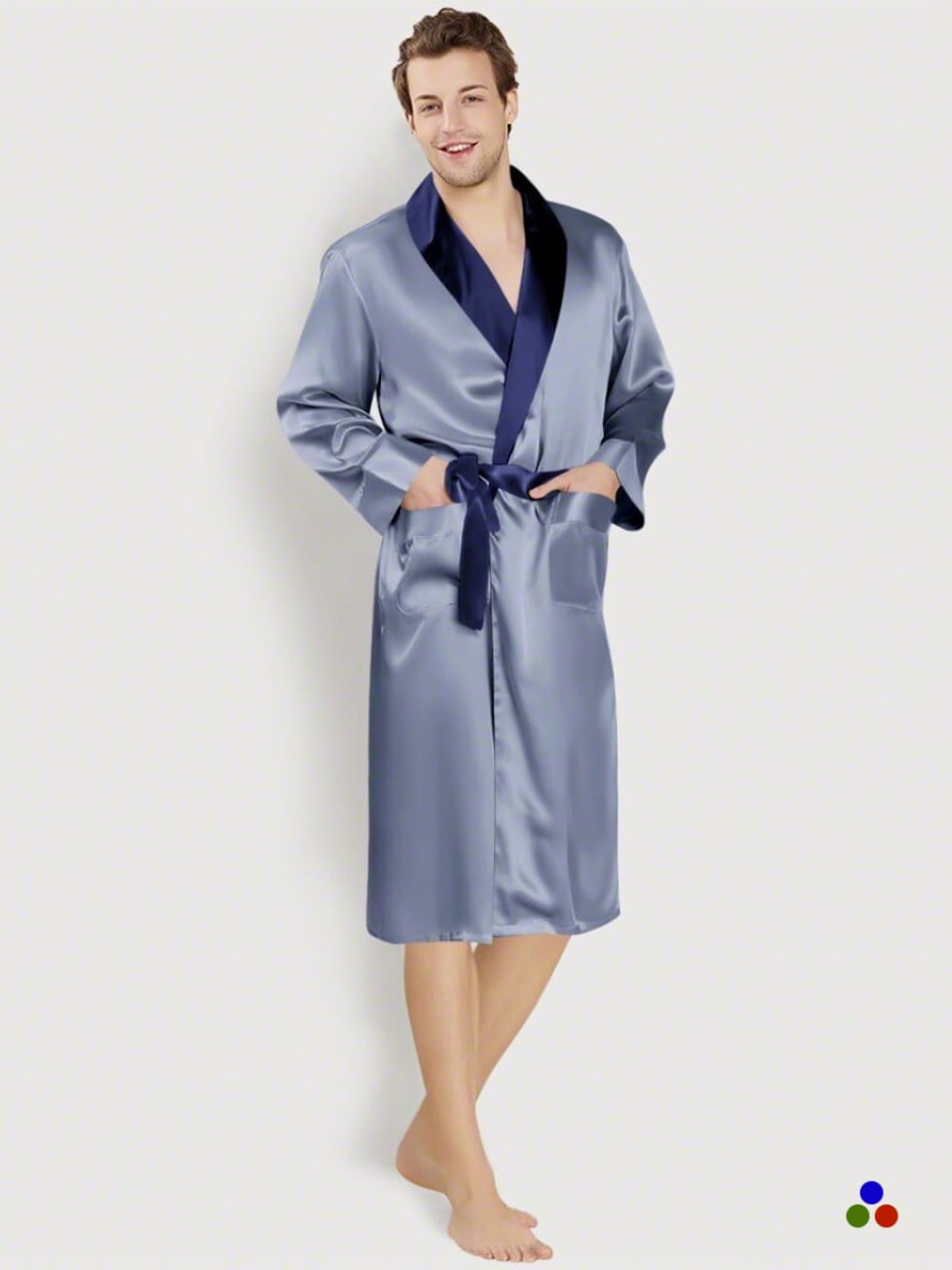 Modern Silk Robe_Navy/Indigo