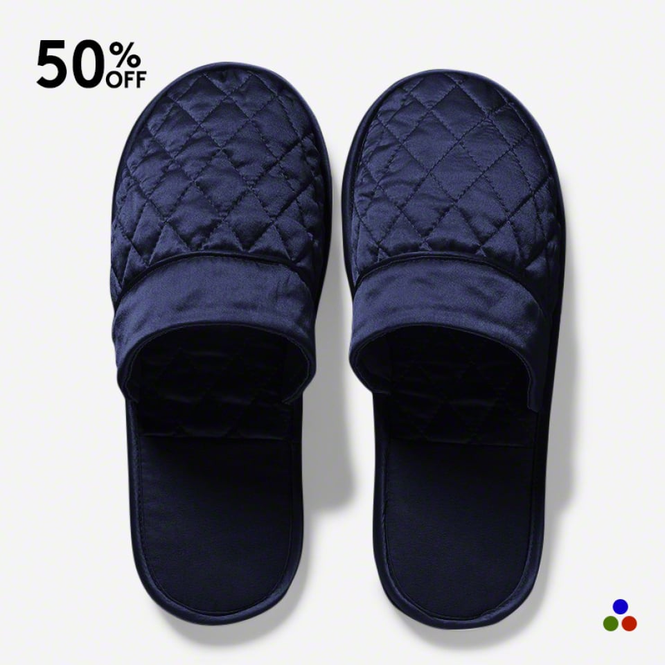 silk house slippers_navy