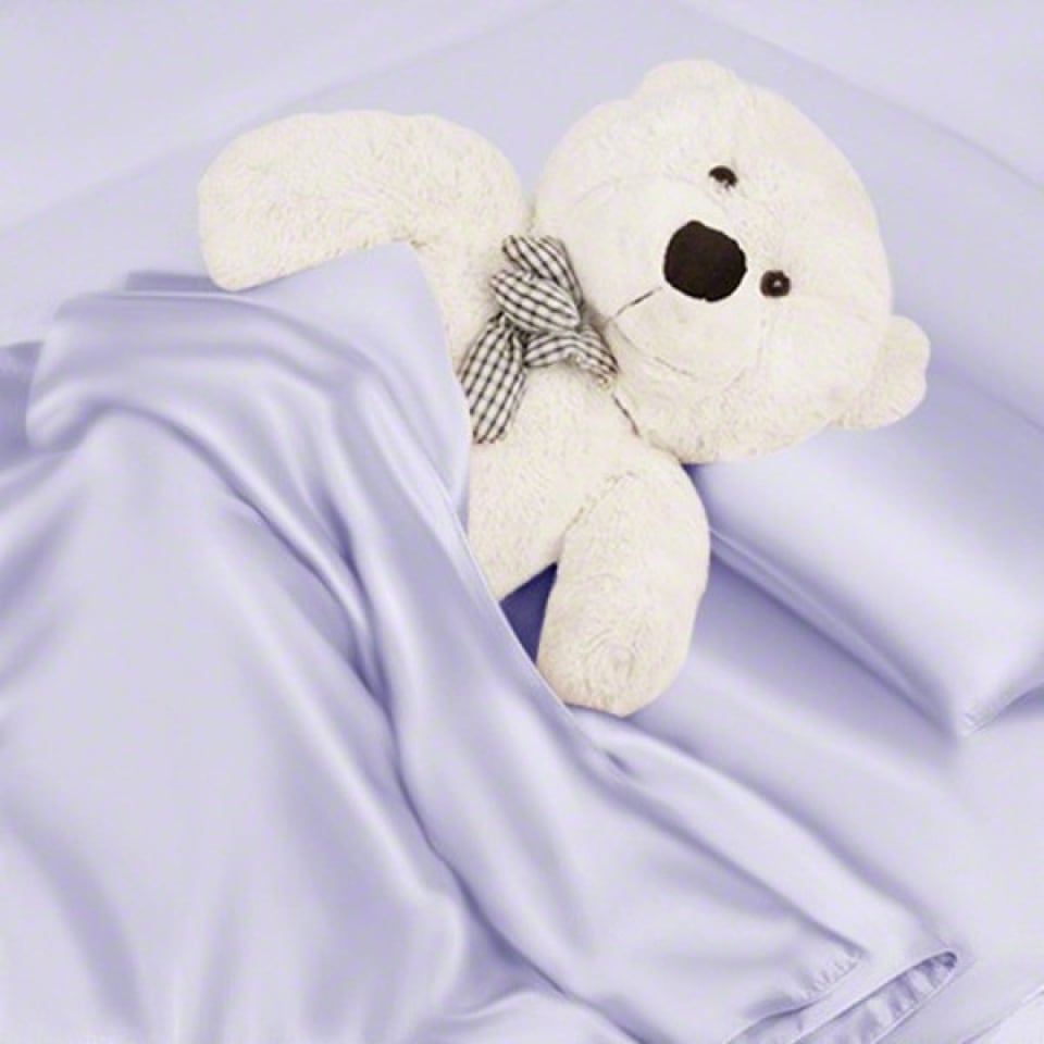 silk toddler bedding set-lavender blue