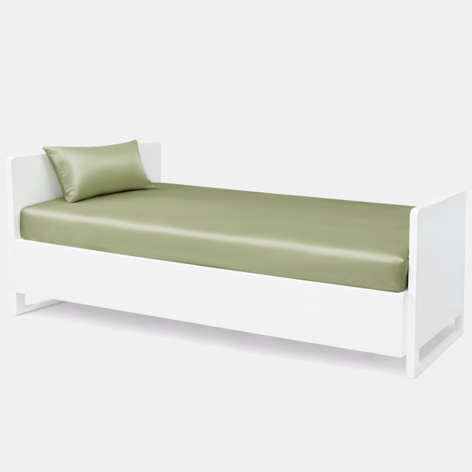 silk toddler fitted sheet-sage green