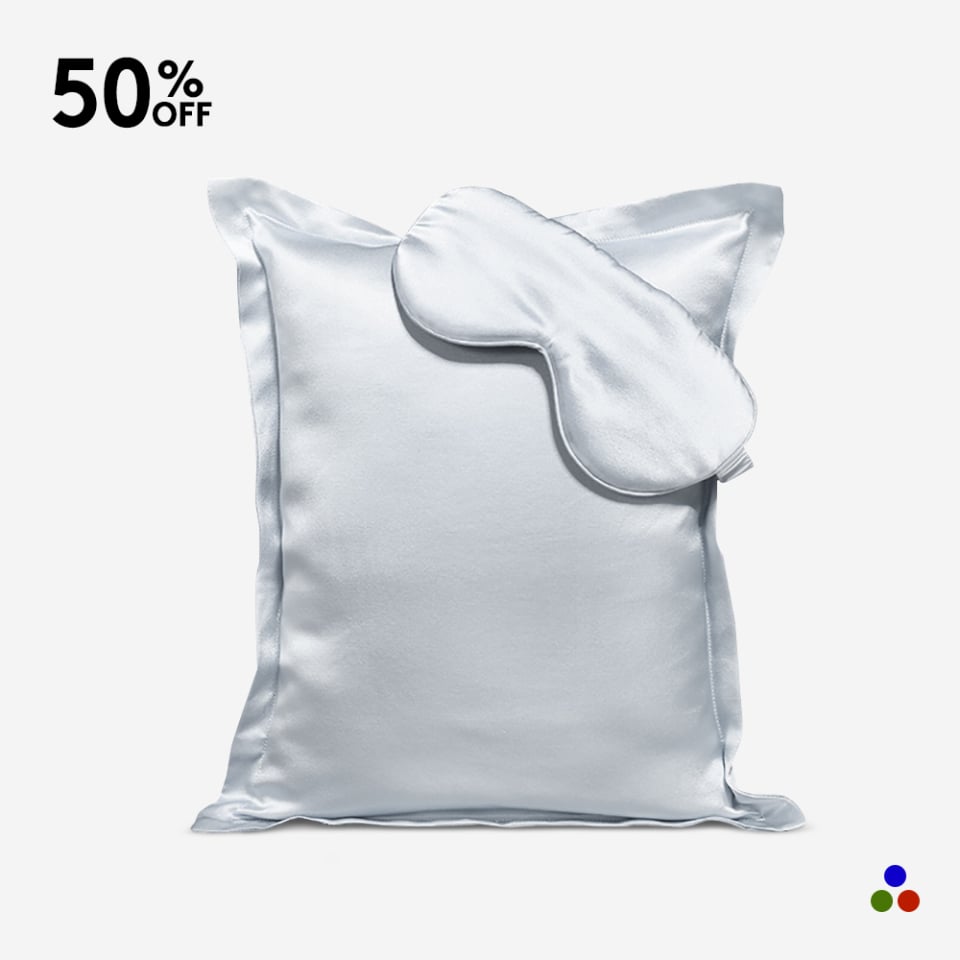 silk pillow set_blue gray