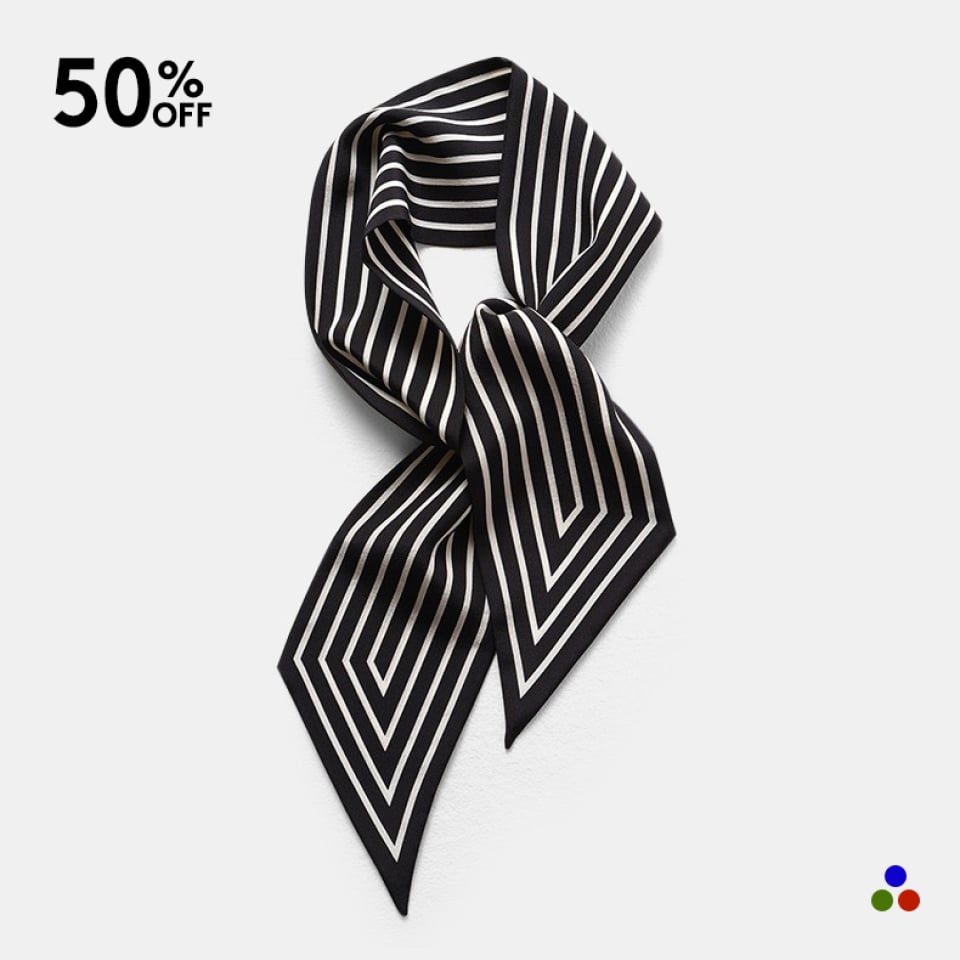 silk twilly scarves-black