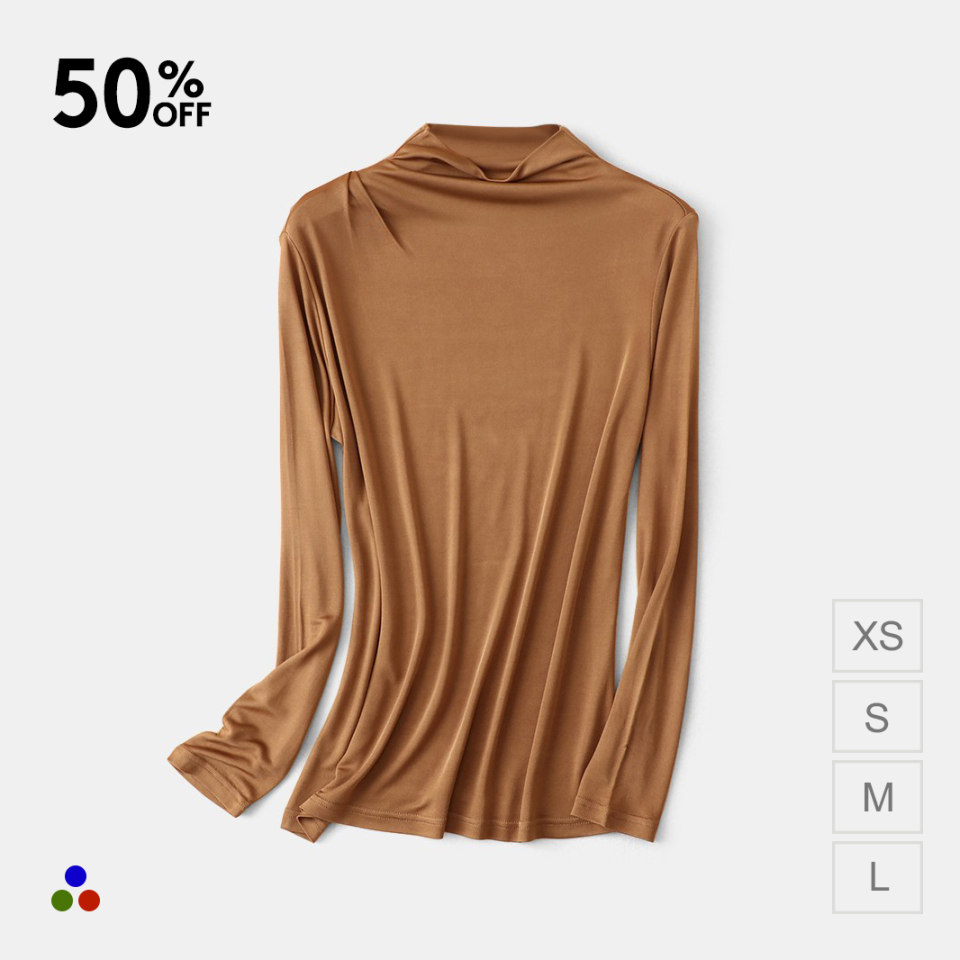 silk jersey thermal top_tan