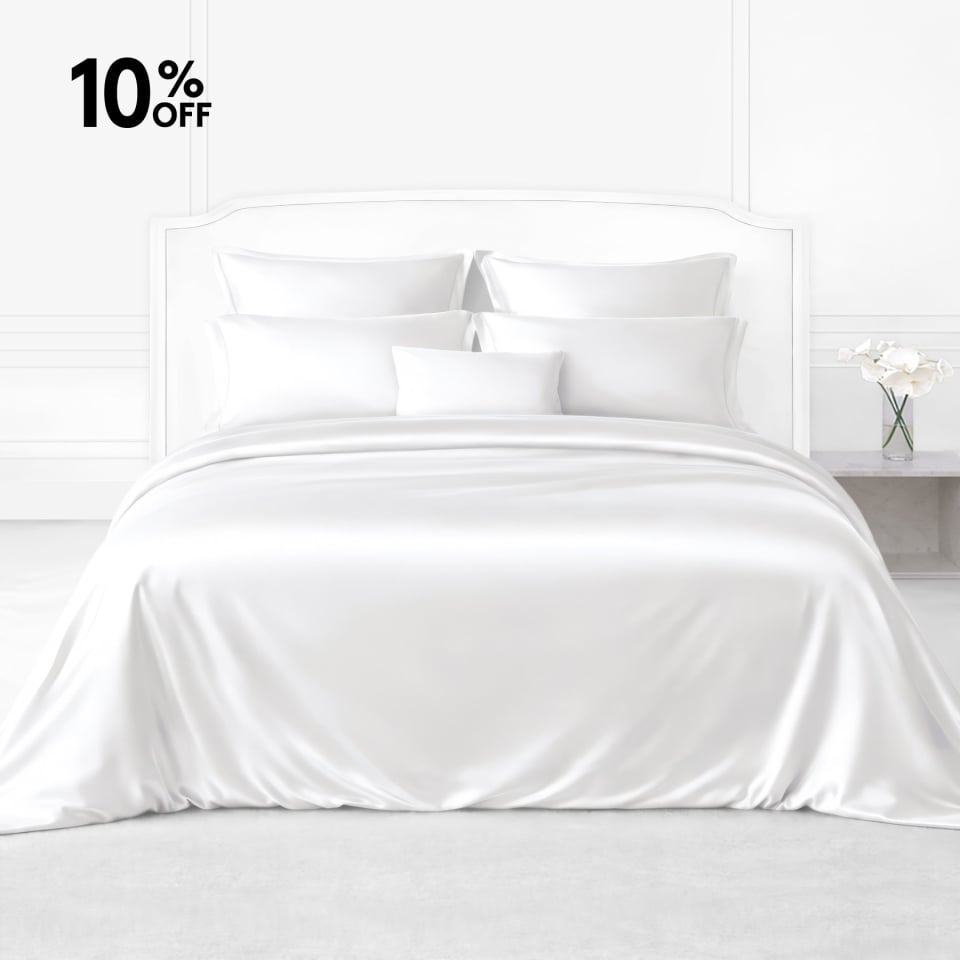 silk bed linen set_white