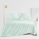 silk bed linen set_light cyan