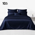 navy silk bedding set