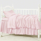 silk crib bedding set-light pink