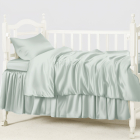 silk crib bedding set-morandi green