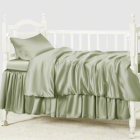 silk crib bedding set_sage green