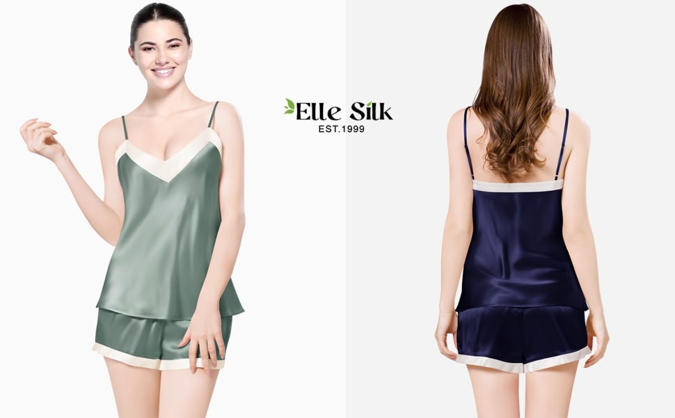 Camisola y Pantalones Cortos de Seda, Pijamas Cortos Seda