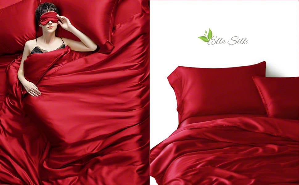 22mm Silk Duvet Cover And Pillowcases, Red Silk Duvet Cover Set King