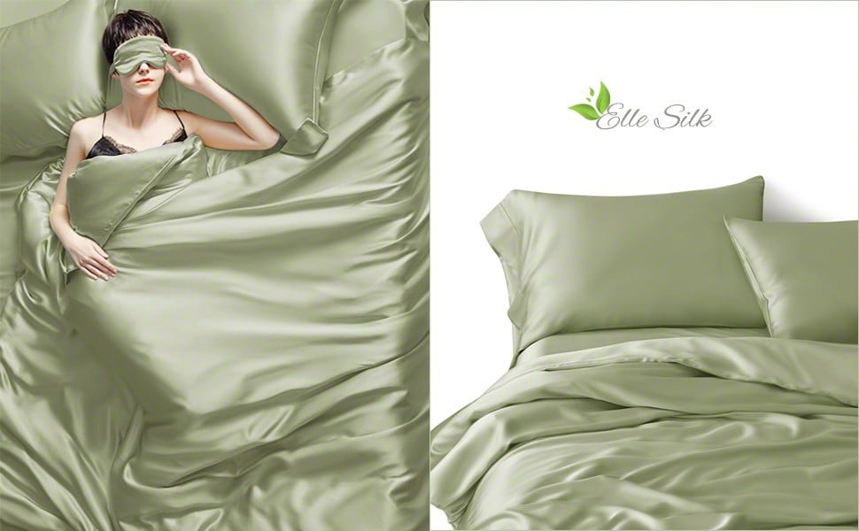 Sage Green Silk Bed Linen, High Quality Mulberry Silk