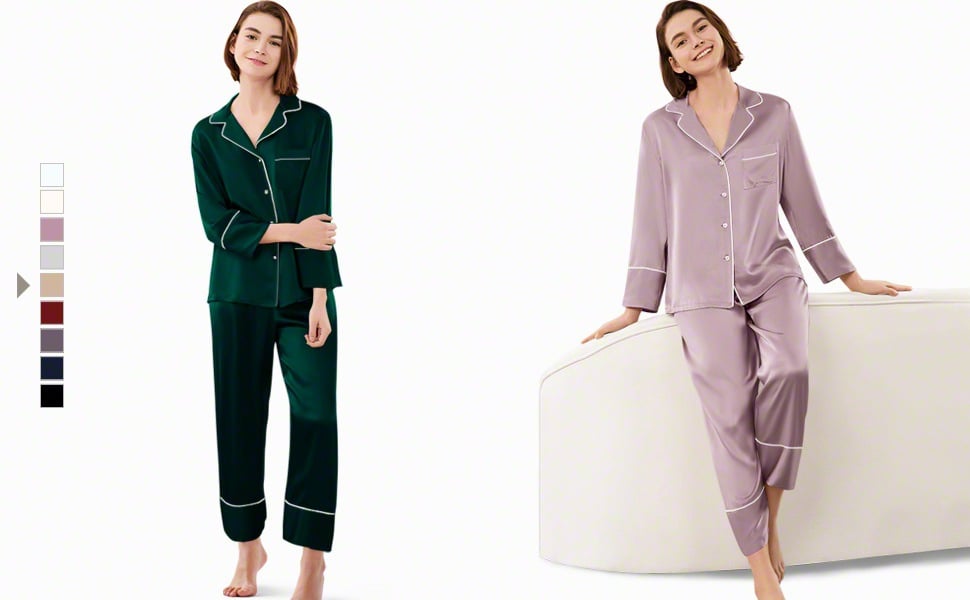 Pure Silk Pajamas for Women, Elegant Silk Pajama Set