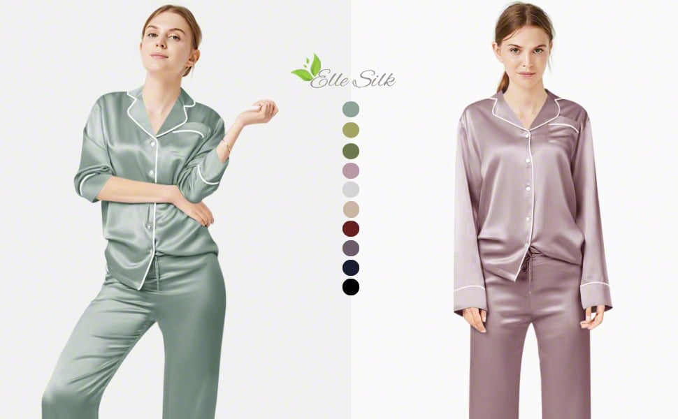 Premium Silk Pajama Sets, 100% Mulberry Silk Pajamas