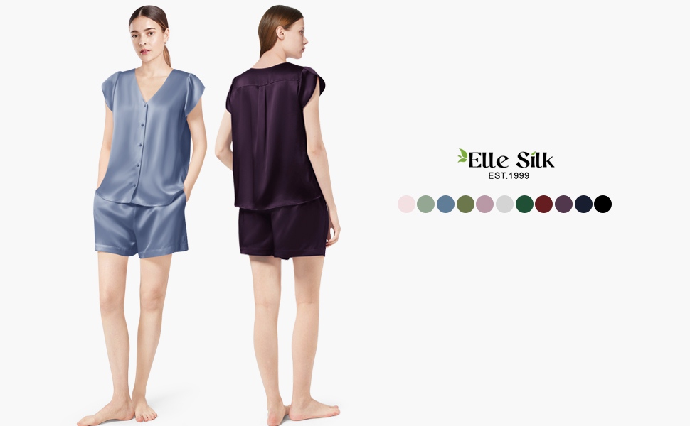 Pijama Corto de Seda de Verano para Mujer