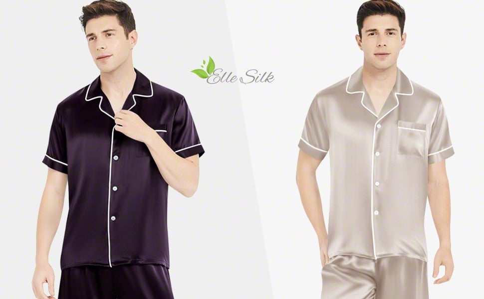 Men’s Short Silk Pajama Sets, 22 Momme | ElleSilk