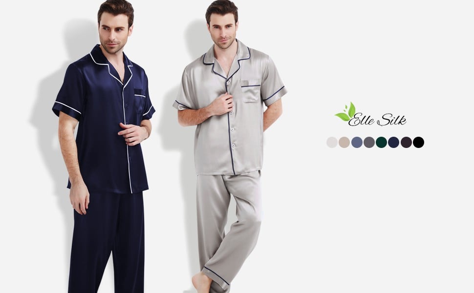 Kleding Herenkleding Pyjamas & Badjassen Sets Oscar Rossa Men's Luxury Silk Sleepwear 100% Silk Pajamas Set 