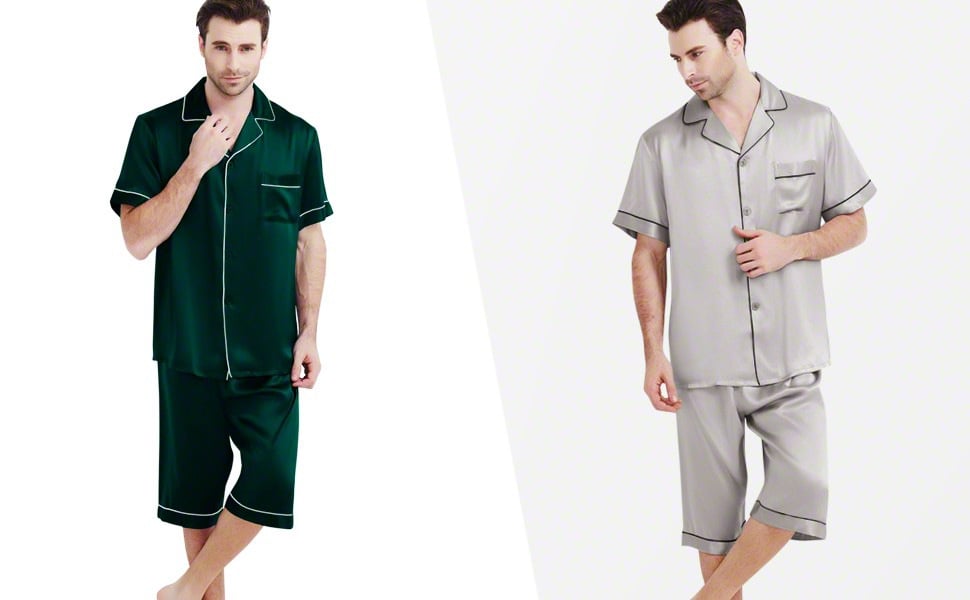 Mulberry Silk Pajama Sets for Men, Mens Pure Silk Pajamas